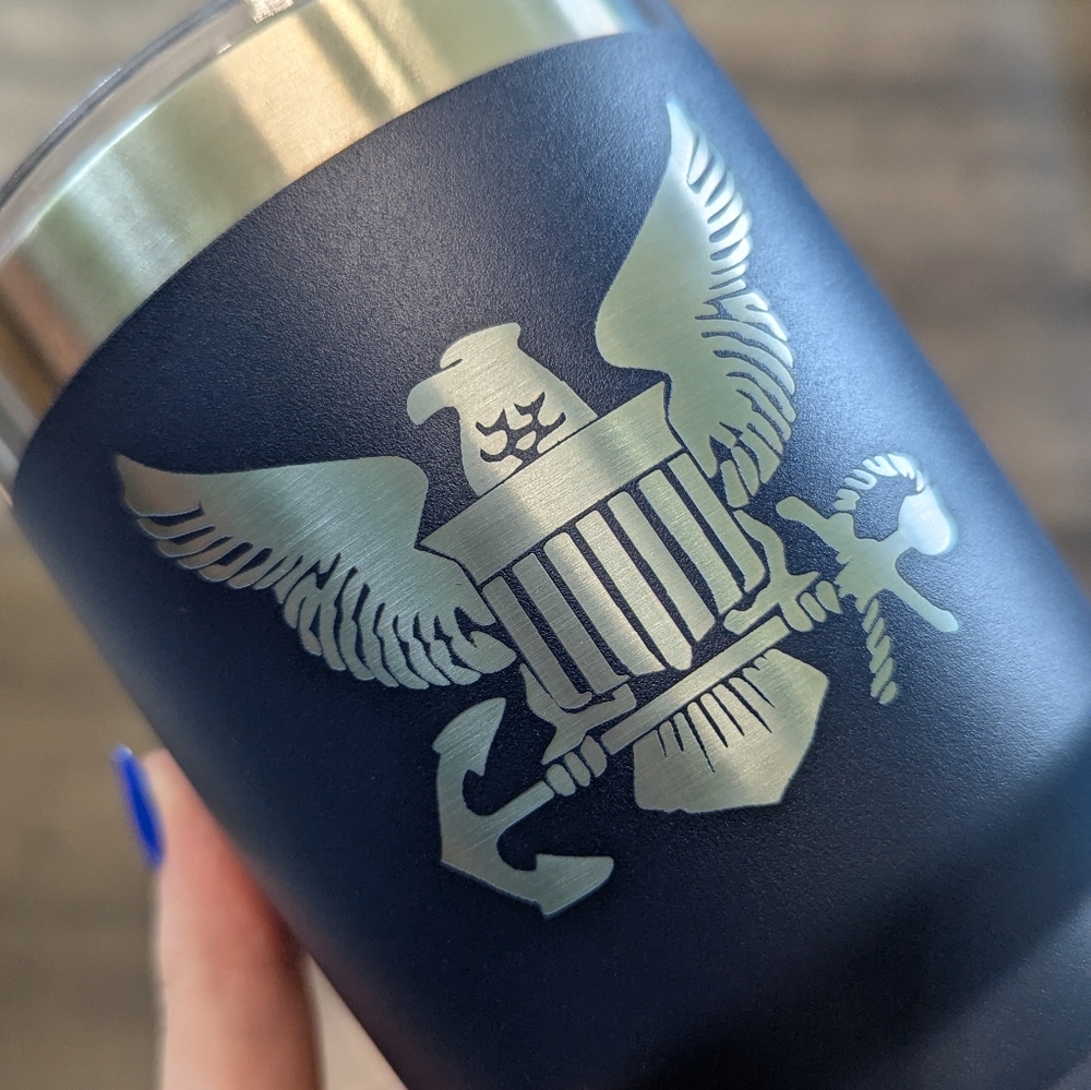 NEW U.S. Navy Insulated Tumbler with Engraved Silver Eagle Design - Picture 3 of 6